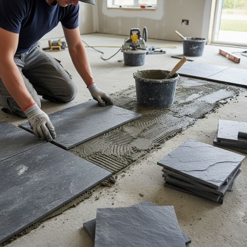 Slate Tile Floor Installation detail